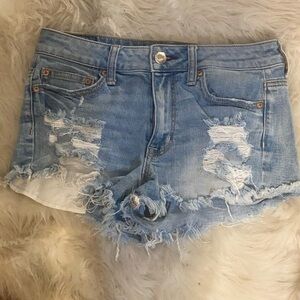 American Eagle Outfitters Light Blue Ripped Jean Shorts